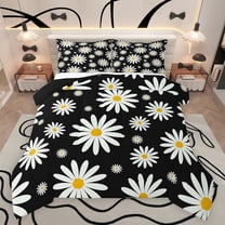 jejeloiu Kawaii Flowers Blossom Bedding Comforter Set,Cartoon Floral Twin Comforter Sets,White Cute Daisy Bedding Set For Girls Teens,Luxury Bedroom Decor Reversible,2 Pieces