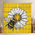 thumbnail image 1 of jejeloiu Kawaii Flowers Daisy Black Out Curtains,Yellow Black Bee Curtains Pack of 2 (42x63 Each) For Girls Kids, 1 of 6