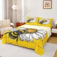 thumbnail image 1 of jejeloiu Kawaii Flowers Daisy Queen Sheet Sets,Yellow Black Bee Bed Set For Girls Kids 4pcs, 1 of 7