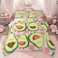 thumbnail image 1 of jejeloiu Kawaii Fruit Avocado Queen Comforter Set,Cartoon Heart Print Bedding Sets,Green Pink Bedding Comforter Set For Boys Girls,Microfiber Bedroom Decor Reversible,3 Pieces, 1 of 8