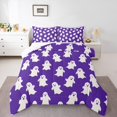 thumbnail image 1 of jejeloiu Kawaii Ghost Bedding Comforter Set,Halloween Theme Twin Comforter Sets,Purple White Bedding Set For Girls,Lightweight Room Decor Reversible,2pcs, 1 of 8