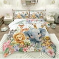 thumbnail image 1 of jejeloiu Kawaii Giraffe Deer Full Size Comforter Sets,Zoo Elephant Zebra Bedding Comforter Set,Kawaii Flowers Floral Bedding Sets For Girls Boys,Microfiber Bedroom Decor Reversible,3pcs, 1 of 8
