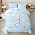 thumbnail image 1 of jejeloiu Kawaii Girls Personalized Gifts Quilt Full For Kids,Rainbow Heart Initial J Art Full Bedspread Sets,3-Piece, 1 of 7