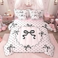 thumbnail image 1 of jejeloiu Kawaii Heart Print 7-Piece Twin Bedding Sets,Cartoon Bowknot Bowtie Bedding Comforter Set For Girl Reversible, 1 of 8