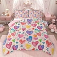 thumbnail image 1 of jejeloiu Kawaii Heart Print Full Size Comforter Sets,Happy Valentine'S Day Bedding Comforter Set,Colorful Graffiti Loves Bedding Sets For Girls,Microfiber Bedroom Decor Reversible,3-Piece, 1 of 8