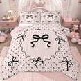 thumbnail image 1 of jejeloiu Kawaii Heart Print Twin Comforter Sets,Cartoon Bowknot Bowtie Bedding Set For Girl Reversible 2pcs, 1 of 8