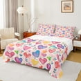 thumbnail image 1 of jejeloiu Kawaii Heart Print Twin Sheet Set (3-Piece) Valentine Graffiti Love Microfiber Decor, 1 of 7