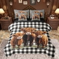 thumbnail image 1 of jejeloiu Kawaii Highland Cattle 7-Piece Bedding Comforter Set,Rustic Farmhouse Animal King Bedding Sets,White Black Classic Checkered Bed Sheets For Girls Boys,Super Cozy Room Decor Reversible, 1 of 8