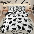 thumbnail image 1 of jejeloiu Kawaii Kitten Bedding Comforter Set,Cartoon Cute Cats Twin Comforter Sets,White Black Bedding Set For Girls Boys,Super Cozy Room Decor Reversible,2pcs, 1 of 8