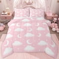 thumbnail image 1 of jejeloiu Kawaii Moon Clouds Queen Comforter Set,Cure Stars Pattern Bedding Comforter Set For Girl Teens Reversible 3pcs, 1 of 8