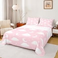 thumbnail image 1 of jejeloiu Kawaii Moon Clouds Queen Sheet Sets,Cure Stars Pattern Bed Set For Girl Teens 4pcs, 1 of 7