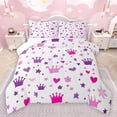 thumbnail image 1 of jejeloiu Kawaii Princess Crown Full Size Comforter Sets,Fairy Tale Theme Bedding Comforter Set,Pink Purple Loves Stars Bedding Sets For Girls Kids,Ultra Soft Home Decor,3pcs, 1 of 8