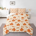 thumbnail image 1 of jejeloiu Kawaii Pumpkin Bats Queen Comforter Set,Happy Halloween Bedding Sets,Orange Beige Stars Bedding Comforter Set For Child,Microfiber Bedroom Decor Reversible,3pcs, 1 of 8