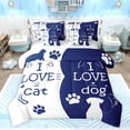 thumbnail image 1 of jejeloiu Kawaii Puppy Dogs 7-Piece Bedding Comforter Set,Pet Dog Paws King Bedding Sets,White Blue Bed Sheets For Girls Boys,Ultra Soft Home Decor Reversible, 1 of 8