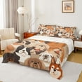 thumbnail image 1 of jejeloiu Kawaii Puppy Dogs Twin Sheet Sets,Cartoon Pet Animal Twin Fitted Sheet,Brown Beige Flat Sheet For Teens,Luxury Bedroom Decor,3-Piece, 1 of 7
