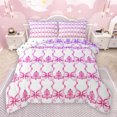 thumbnail image 1 of jejeloiu Kawaii Ribbon Bow Bedding Comforter Set,Cute Bowtie Bowknot Twin Comforter Sets,White Pink Bedding Set For Kids,Microfiber Bedroom Decor Reversible,2 Pieces, 1 of 8