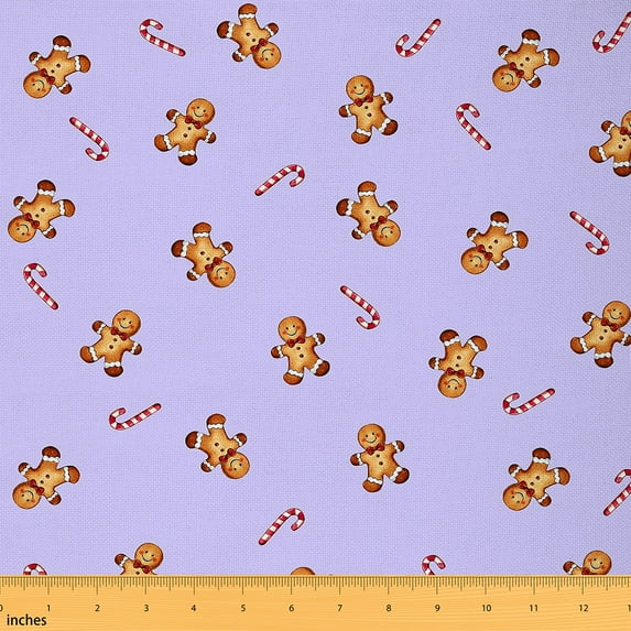 jejeloiu Kawaii Snowman Cookies Fabric by the Yard 3 Yards,Christmas Sweet Candy Sewing Fabric,Merry Xmas Fabric for Sewing For Teens,Ultra Soft Home Decor