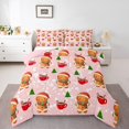 thumbnail image 1 of jejeloiu Kawaii Snowmen Cookie Queen Comforter Set,Christmas Sweet Dessert Bedding Sets,Red Pink Khaki Bedding Comforter Set For Child,Ultra Soft Home Decor Reversible,3 Pieces, 1 of 8