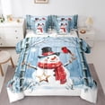 thumbnail image 1 of jejeloiu Kawaii Snowmen Twin Bedding Sets 7-Piece,Merry Christmas Bedding Comforter Set,Red White Blue Sheet Sets For Childrem,Ultra Soft Home Decor Reversible, 1 of 8