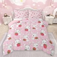 thumbnail image 1 of jejeloiu Kawaii White Rabbit Bedding Comforter Set,Res Sweet Strawberry Twin Comforter Sets,Cute Flowers Blossom Bedding Set For Girls,Ultra Soft Home Decor Reversible,2 Pieces, 1 of 8