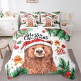 thumbnail image 1 of jejeloiu Kawaii Xmas Bear 7-Piece Twin Bedding Sets,Cute Cartoon Gingerbread Man Bedding Comforter Set,Happy New Year Sheet Sets For Kids Girl,Super Cozy Room Decor Reversible, 1 of 8