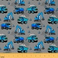 thumbnail image 1 of jejeloiu Kids Blue Trucks Fabric by the Yard 1 Yard, Bulldozer Tractor Excavator Sewing Fabric, Construction Vehicles Sewing Fabric, Gray Room Decor, 1 of 6