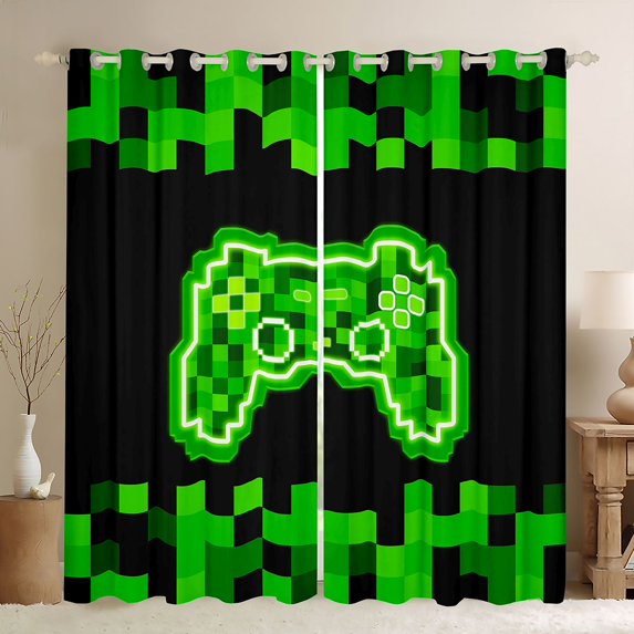 jejeloiu Kids Gamepad Controller Black Out Curtains,Game Cartoon Console Curtains Pack of 2 (42x63 Each) For Boys Men