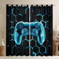 thumbnail image 1 of jejeloiu Kids Gamepad Controller Blackout Curtains Set of 2 (52x84 Each),Console Gamer Gaming Window Curtains,Cyan Hexagon Curtains and Drapes For Boy,Microfiber Bedroom Decor, 1 of 6