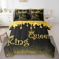 thumbnail image 1 of jejeloiu King And Queen Twin Bedding Sets 7-Piece,Gold Glitter Print Bedding Comforter Set,Princess Crown Sheet Sets For Girls Child,Lightweight Room Decor Reversible, 1 of 8