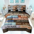 thumbnail image 1 of jejeloiu Lake House 7-Piece Bedding Comforter Set,Colorful Patchwork Wooden Plank King Bedding Sets For Boys Girls Reversible, 1 of 8