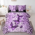 thumbnail image 1 of jejeloiu Leopard Cheetah Pattern 7-Piece Twin Bedding Sets,Purple Glitter Print Bedding Comforter Set,Beauty Butterfly Butterflies Sheet Sets For Boys Girls,Luxury Bedroom Decor Reversible, 1 of 8