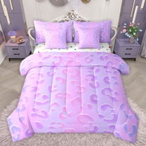jejeloiu Leopard Cheetah Print 7-Piece Twin Bedding Sets,Jungle Animal Bedding Comforter Set,Pink Purple Ombre Sheet Sets For Kids,Luxury Bedroom Decor Reversible