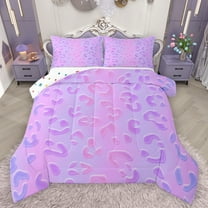 jejeloiu Leopard Cheetah Print Bedding Comforter Set,Jungle Animal Twin Comforter Sets,Pink Purple Ombre Bedding Set For Kids,Luxury Bedroom Decor Reversible,2pcs