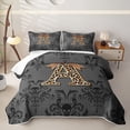thumbnail image 1 of jejeloiu Leopard Monogram A Twin Quilt Set For Girls,Damask Bow Initial Twin Coverlet Set For Adults,2pcs, 1 of 7