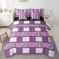 thumbnail image 1 of jejeloiu Leopard Print 7-Piece Bedding Comforter Set,Abstract Zebra Pattern King Bedding Sets,Purple Checkered Bed Sheets For Girls Kids,Ultra Soft Home Decor Reversible, 1 of 8