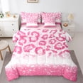 thumbnail image 1 of jejeloiu Leopard Print 7-Piece Bedding Comforter Set,Modern Splashing Ink King Bedding Sets,Pink White Bed Sheets For Girls Kids,Ultra Soft Home Decor Reversible, 1 of 8