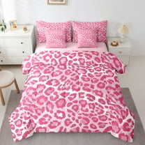 jejeloiu Leopard Print 7-Piece Twin Bedding Sets,Western Cowgirl Bedding Comforter Set,Pink White Sheet Sets For Girls Kids,Ultra Soft Home Decor Reversible