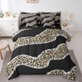 thumbnail image 1 of jejeloiu Leopard Print 7 Pieces Bedding Comforter Set,Waves Geometric Striped Full Bedding Set,Brown Black Fitted Sheet Flat Sheet For Girls Kids,Ultra Soft Home Decor Reversible, 1 of 8
