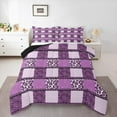 thumbnail image 1 of jejeloiu Leopard Print Bedding Comforter Set,Abstract Zebra Pattern Twin Comforter Sets,Purple Checkered Bedding Set For Girls Kids,Ultra Soft Home Decor Reversible,2 Pieces, 1 of 8