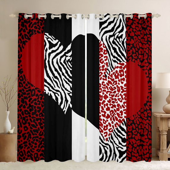 jejeloiu Leopard Print Black Out Curtains,Red White Black Curtains Pack of 2 (42x63 Each) For Men Women