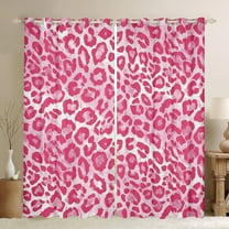 jejeloiu Leopard Print Blackout Curtains,Western Cowgirl Curtains Pack of 2 (38x45 Each),Pink White Window Curtains For Girls Kids,Ultra Soft Home Decor