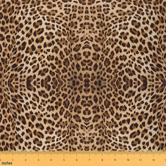 jejeloiu Leopard Print Fabric by the Yard 10 Yards,Jungle Animal Cheetah Room Decor Fabric by the Yard,Beige Brown Sewing Fabric For Child,Microfiber Bedroom Decor