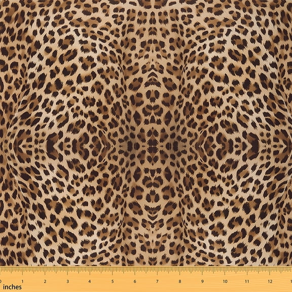 jejeloiu Leopard Print Fabric by the Yard 3 Yards,Jungle Animal Cheetah Sewing Fabric,Beige Brown Fabric for Sewing For Child,Microfiber Bedroom Decor