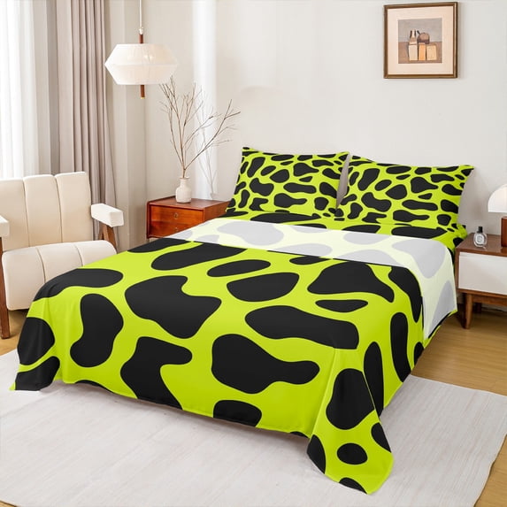 jejeloiu Leopard Print Full Size Sheets,Abstract Cheetah Pattern Bed Sheets,Modern Aesthetic Desgin Sheet Sets For Men Women,Breathable Home Decor,4 Pieces