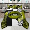 thumbnail image 1 of jejeloiu Leopard Print Queen Comforter Set,White Green Black Bedding Comforter Set For Men Women Reversible 3pcs, 1 of 8