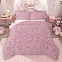 jejeloiu Leopard Print Texture Bedding Comforter Set,Modern Abstract Geometric Twin Comforter Sets,Pink Cheetah Pattern Bedding Set For Girl,Microfiber Bedroom Decor Reversible,2-Piece