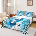 thumbnail image 1 of jejeloiu Leopard Queen 4-Piece Microfiber Blue Sequin Butterfly Girls Kids Sheet Set, 1 of 7