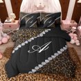 thumbnail image 1 of jejeloiu Letter A Monogrammed 7-Piece Twin Bedding Sets,Brown Leopard Print Bedding Comforter Set For Girls Kids Reversible, 1 of 8
