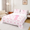 thumbnail image 1 of jejeloiu Letter A Monogrammed Bed Sheets,Cartoon Bow Tie King Sheets,Pink Bowtie Ribbon Sheet Set For Girls,Microfiber Room Decorative,4 Pieces, 1 of 7
