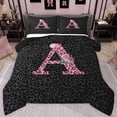 thumbnail image 1 of jejeloiu Letter A Monogrammed Twin Comforter Sets,Pink Leopard Print Bedding Set For Girls Kids Reversible 2-Piece, 1 of 8